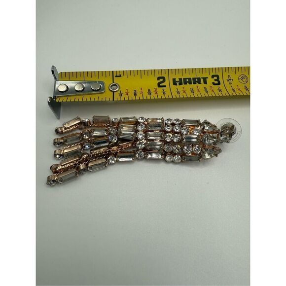 BCBGMAXAXRIA Gold/Crystal Tassel Chandelier Earrings - Picture 3 of 4